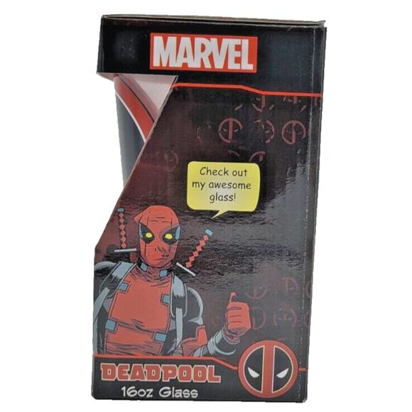 Marvel Deadpool Red Ombre 16oz Glass Pint Cup Collectible Superhero Drinkware - Picture 4 of 7